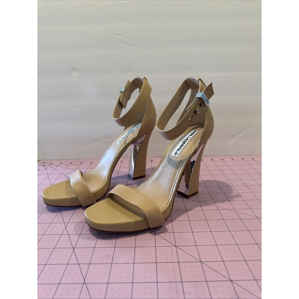 Karl‎ Lagerfeld Paris Heeled Ankle Strap Women's Heels Size 8.5 Beige